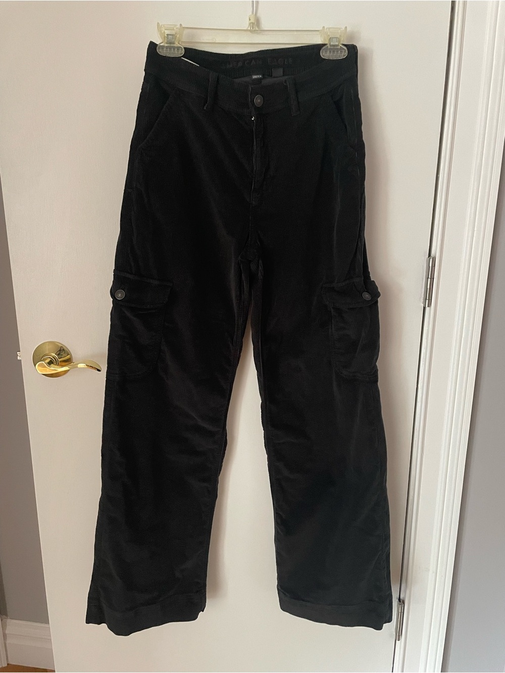American Eagle Outfitters Black Corduroy Cargo Pants - Women's